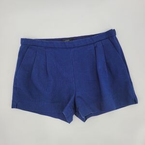 J.Crew Women's 100% Cotton Blue Pleated Shorts With Pockets